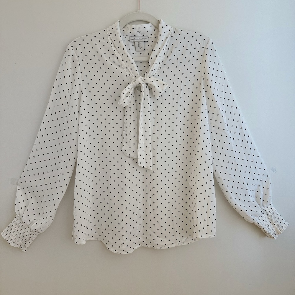 cupcakes & cashmere Polka Dot Bow Blouse
